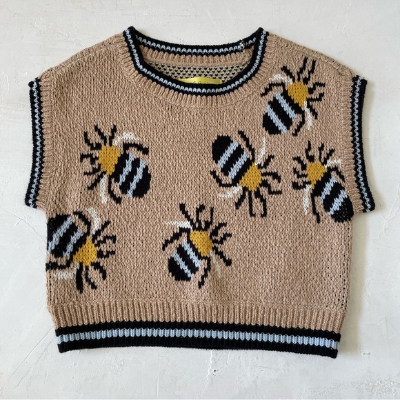 Sarah Gordon For Anthropologie Erin Icon Bee Knit Sweater Vest Size XS - Picture 5 of 11